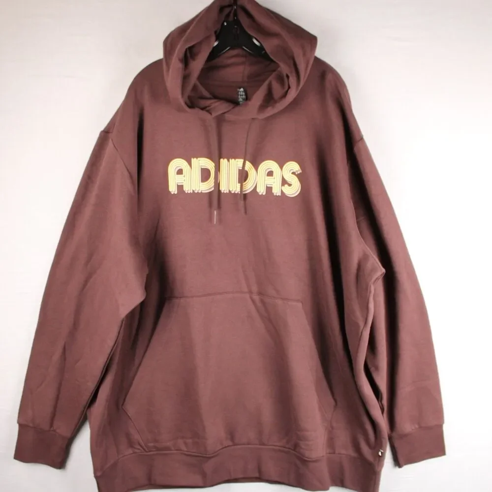 Adidas Essentials Evolution Linear Hoodie Men’s 4XLT Big & Tall Shadow Brown NWT